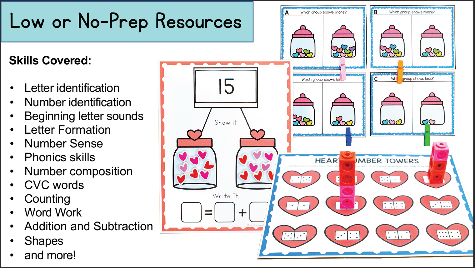 Valentine's Day Math & Literacy Centers for Preschool, Pre-K & Kindergarten