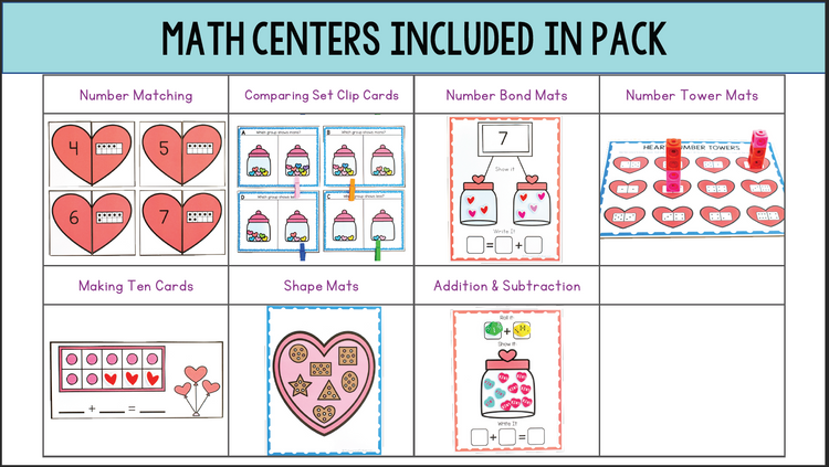 Valentine's Day Math & Literacy Centers for Preschool, Pre-K & Kindergarten