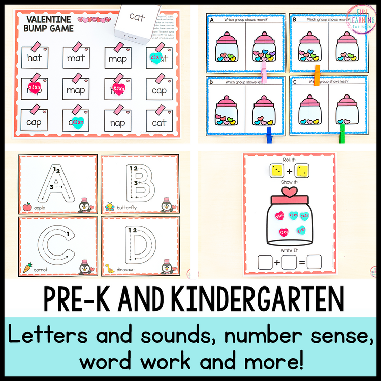 Valentine's Day Math & Literacy Centers for Preschool, Pre-K & Kindergarten