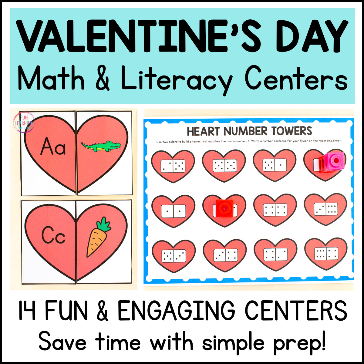 Valentine's Day Math & Literacy Centers for Preschool, Pre-K & Kindergarten